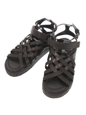 Prada 37 Leather Black Sandals Mesh